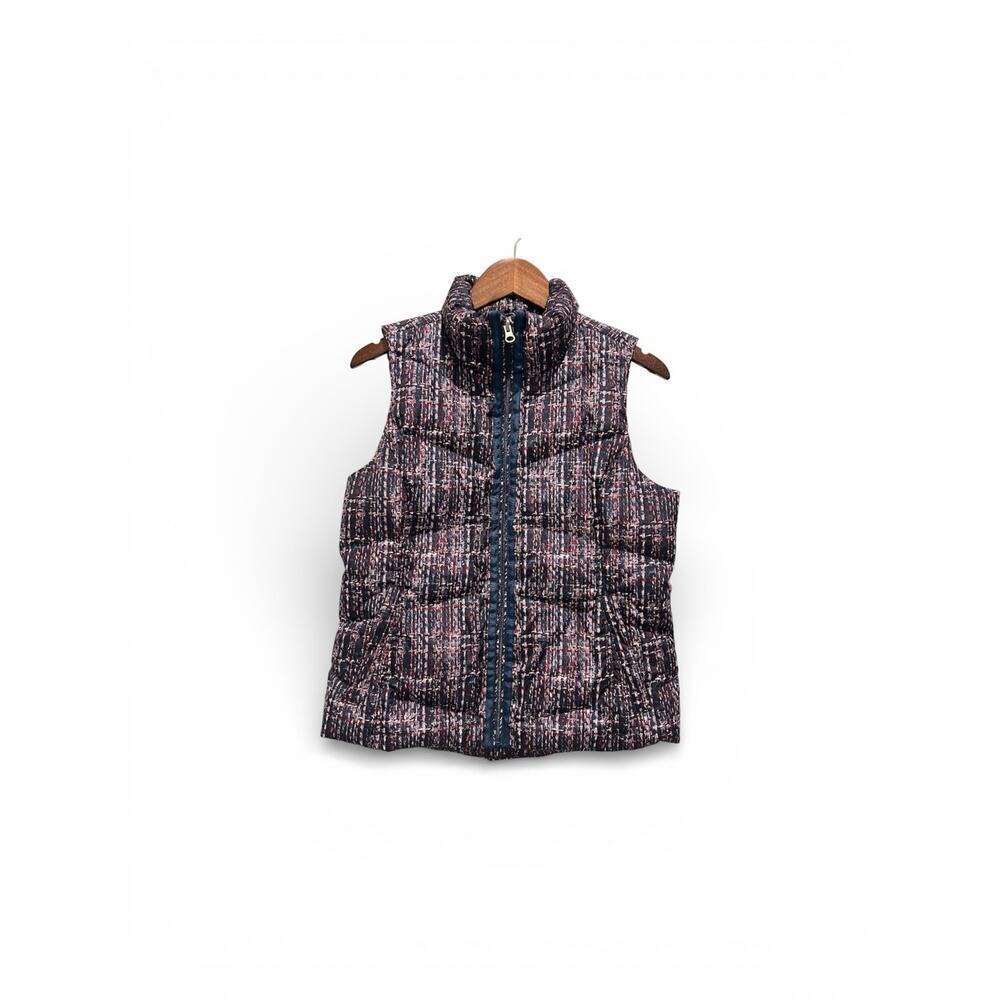 Lands’ END Women’s Max 600 Down Puffer Vest Multi Color Tweed Print Size S - Picture 2 of 9